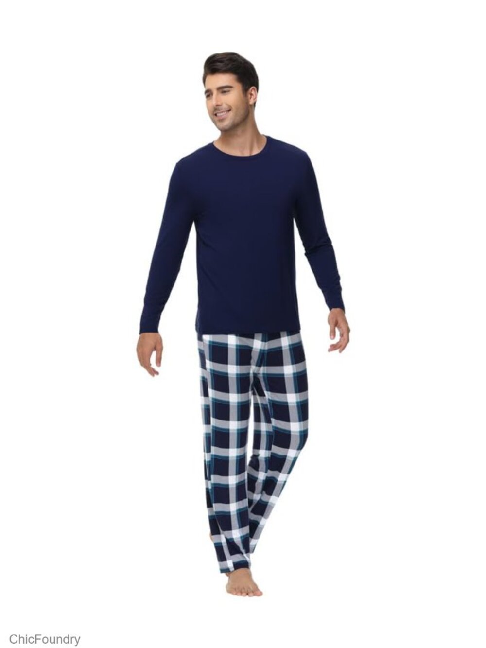 Men's Super Soft Cooling Pajama Set Long Sleeve Lounge with Pockets